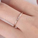 0.1ct Round Cut Moissanite Minimalist Women Wedding Band 14k Rose Gold Plated