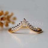 0.15ct Round Cut Moissanite Chevron Tiara Wedding Band 14K Yellow Gold Plated