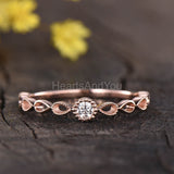 0.15ct Round Cut Moissanite Milgrain Design Engagement Ring 14k Rose Gold Plated