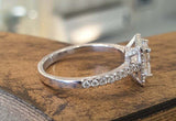 2.2ct Engagement Ring Princess Cut Diamond Round Accent Halo 14k White Gold Over