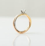 0.4ct Round Cut Moissanite Twist Solitaire Engagement Ring 14k Dual Gold Plated