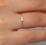 0.3ct Engagement Ring Baguette Cut Diamond Minimalist 14k Yellow Gold Finish