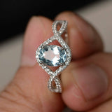 2ct Oval Cut Blue Aquamarine Infinity Wedding Engagement Ring 14k WhiteGold Over