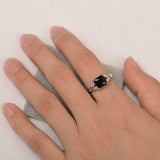 1.6ct Princess Cut Black Diamond Engagement Ring Leaf Accent 14k White Gold Over