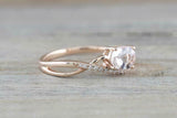 1.5ct Oval Cut Morganite Engagement Ring Infinity Solitaire 14k Rose Gold Finish