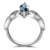 2.3ct Marquise Cut London Blue Topaz Twisted Infinity Ring 14k White Gold Finish