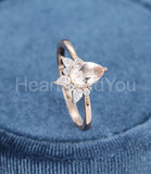 1ct Pear Cut Simulated Peach Morganite Crown Engagement Ring 14k RoseGold Plated
