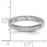 0.5ct Round Cut Simulated Aquamarine Filigree Wedding Band 14k White Gold Plated