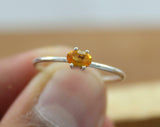 0.5ct Engagement Ring Oval Cut Yellow Citrine Minimalist 14k White Gold Finish