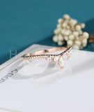 0.5ct Marquise Cut Simulated Diamond Curved Wedding Band 14k Rose Gold Plated