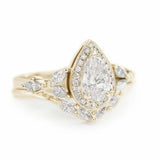 2.4ct Pear Cut Diamond Halo Bridal Set Engagement Ring Band 14k WhiteGold Finish