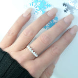 1ct Trillion Cut Diamond Half Eternity Unique Wedding Ring 14k Rose Gold Finish