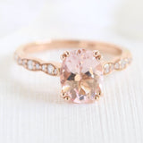 1.4ct Oval Cut Peach Morganite Solitaire Engagement Ring 14k Rose Gold Finish