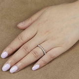 0.45ct Wedding Band Round Diamond Stackable Petite Minimal 14k White Gold Finish