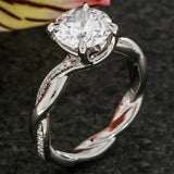 1.5ct Round Cut Diamond Infinity Twisted Engagement Ring 14k White Gold Finish