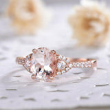 2.3ct Oval Cut Peach Morganite Engagement Ring Diamond Accent 14k Rose Gold Over
