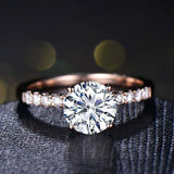 2ct Round Brilliant Cut Diamond Solitaire Ring with Accents 14k Rose Gold Finish