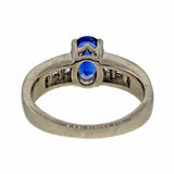 2ct Oval Cut Blue Sapphire Engagement Ring Diamond Accent 14k White Gold Finish