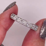 0.2ct Round Cut Moissanite Vintage-Inspired Wedding Band 14k White Gold Plated