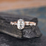 1ct Oval Cut Diamond Pear Accent Solitaire Engagement Ring 14k Rose Gold Finish