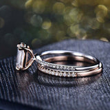 1.5ct Emerald Cut VVS1D Diamond Engagement Ring Bridal Set 14k Dual Gold Finish