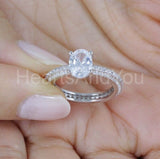 2.2ct Oval Simulated Diamond Pave Accents Engagement Ring 14k White Gold Plated