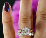 5ct Round Cut Diamond Bridal Set Engagement Ring Unique Band 14k Rose Gold Over