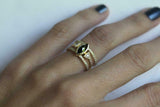 2.2ct Marquise Cut Black Diamond Double Band Ring Set 14k Yellow Gold Finish