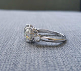 2Ct Round Cut VVS1 Diamond Two Stone Floral Engagement Ring 14K White Gold Over