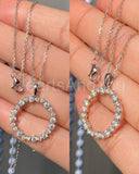 1.5ct Round Cut Moissanite Anniversary Pendant with Chain 14k White Gold Plated