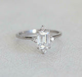 1ct Emerald Cut Diamond Engagement Ring Stylish Solitaire 14k White Gold Finish