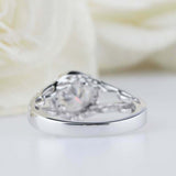 2.5ct Round Cut Diamond Engagement Ring Halo Split Shank 14k White Gold Finish