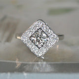 2.6ct Round Cut Diamond Engagement Ring Halo Solitaire 14k White Gold Finish
