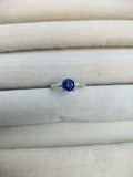 1ct Engagement Ring Round Cut Sapphire Leaf Shank Solitaire 14k White Gold Over