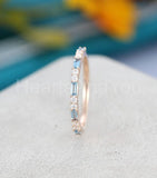 0.5ct Baguette Cut Simulated Aquamarine Half Eternity Band 14k YellowGold Plated