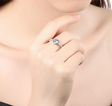 2Ct Round Cut Diamond Hidden Halo Solitaire with Accent Ring 14K White Gold Over