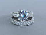 Bridal Set Promise Engagement Ring 2ct Round Cut Diamond 14k White Gold Finish