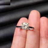 4 Prong Solitaire Engagement Ring 1ct Round Cut Diamond 14k White Gold Finish