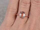 1ct Radiant Cut Champagne Morganite Solitaire Engagement 14k Rose Gold Finish