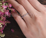 0.3ct Round Cut Simulated Amethyst Minimalist Wedding Band 14k White Gold Plated
