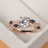 1.6ct Engagement Ring Round Cut Diamond Leaf Accents Design 14k Rose Gold Finish
