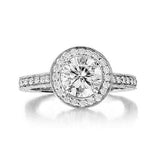 2ct Round Cut Diamond Engagement Ring Milgrain Halo Solitaire 18k WhiteGold Over