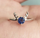 0.4ct Round Cut Simulated Blue Sapphire Dear Design Ring 14k White Gold Plated