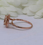 2.04ct Cushion Peach Morganite Engagement Ring Art Deco Halo 14k RoseGold Finish
