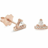 0.5ct Trillion Cut VVS1D Diamond Minimalist Stud Earrings 14k Rose Gold Finish