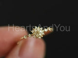 0.5ct Round Cut Moissanite Floral Geometric Engagement Ring 14k Gold Plated