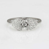1.7ct Round Cut Diamond Engagement Ring Dual Cluster Heart 14k White Gold Finish