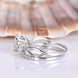 Infinity Bridal Set Engagement Ring 2ct Round Cut Diamond 14k White Gold Finish