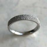 Three Row Half Eternity Wedding Band 2ct Round Cut Diamond 14k White Gold Finish