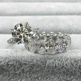 8Ct Round Cut Solitaire Ring Oval Eternity Band Bridal Set 14K White Gold Finish